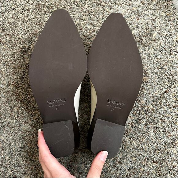 NEW ALOHAS Lorenzo Leather Cream Mules 37 6 - Picture 10 of 12